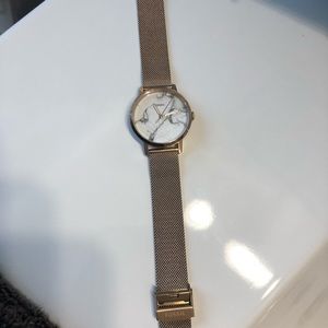 Fossil rose gold and marble mesh strap watch